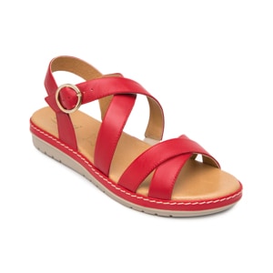 Sandalia Confort Casual Flexi para Mujer 100% Piel Estilo 100227 Carmin