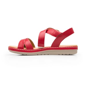 Sandalia Confort Casual Flexi para Mujer 100% Piel Estilo 100227 Carmin