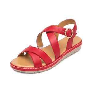 Sandalia Confort Casual Flexi para Mujer 100% Piel Estilo 100227 Carmin