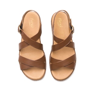Sandalia Confort Casual Flexi para Mujer 100% Piel Estilo 100227 Tan