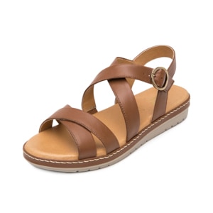 Sandalia Confort Casual Flexi para Mujer 100% Piel Estilo 100227 Tan