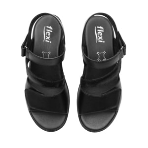 Sandalia Cuña Baja Flexi para Mujer Estilo 116023 Negro