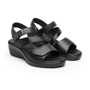 Sandalia Cuña Baja Flexi para Mujer Estilo 116023 Negro