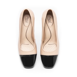 Zapatilla Punta Cuadrada Flexi para Mujer Estilo 119705 Beige