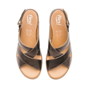 Sandalia Cuña Baja Flexi para Mujer Estilo 123716 Antimonio