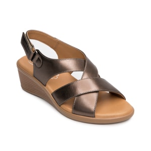 Sandalia Cuña Baja Flexi para Mujer Estilo 123716 Antimonio