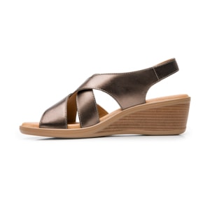 Sandalia Cuña Baja Flexi para Mujer Estilo 123716 Antimonio