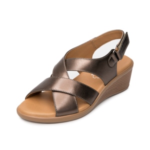 Sandalia Cuña Baja Flexi para Mujer Estilo 123716 Antimonio