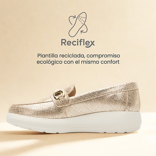 Mocasín Herraje Flexi para Mujer con Suela Extra Ligera Estilo 126706 Oro