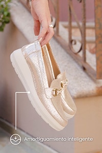 Mocasín Herraje Flexi para Mujer con Suela Extra Ligera Estilo 126706 Oro