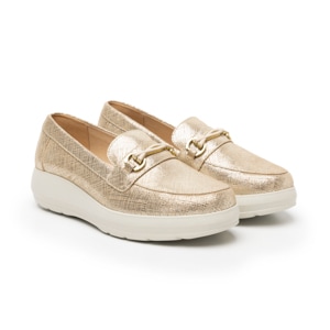 Mocasín Herraje Flexi para Mujer con Suela Extra Ligera Estilo 126706 Oro