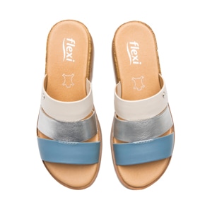 Sandalia De Plataforma Flexi para Mujer Estilo 127705 Azul Multicolor