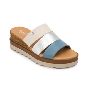 Sandalia De Plataforma Flexi para Mujer Estilo 127705 Azul Multicolor
