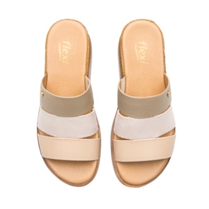 Sandalia De Plataforma Flexi para Mujer Estilo 127705 Beige Multicolor