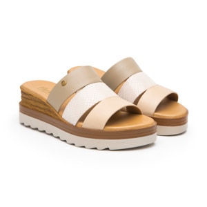 Sandalia De Plataforma Flexi para Mujer Estilo 127705 Beige Multicolor