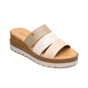 Sandalia De Plataforma Flexi para Mujer Estilo 127705 Beige Multicolor