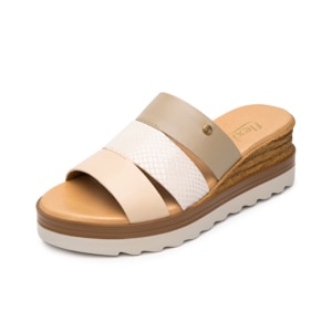Sandalia De Plataforma Flexi para Mujer Estilo 127705 Beige Multicolor