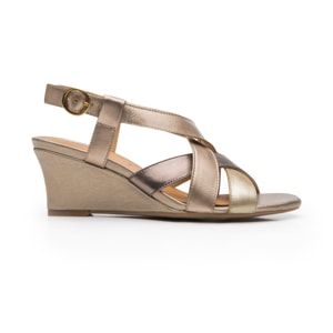 Sandalia Cuña Alta Flexi para Mujer Estilo 128309 Metalico