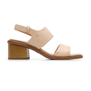 Sandalia Tacón Medio Flexi para Mujer Estilo 128407 Crema