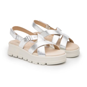 Sandalia Plataforma Casual Flexi para Mujer Estilo 128513 Plata