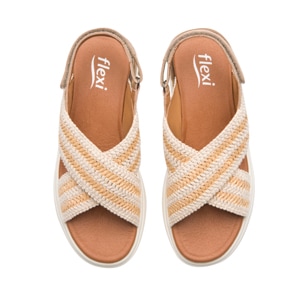 Sandalia De Confort Flexi para Mujer Estilo 129405 Beige