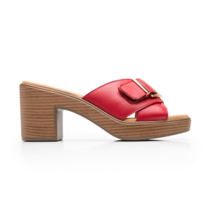 Sandalia Tacón Medio Flexi para Mujer Estilo 133501 Rojo