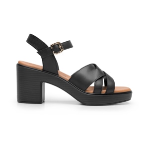 Sandalia De Tacón Flexi para Mujer con 100% Piel Estilo 133507 Negro
