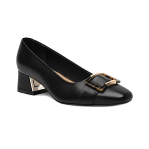 Tacón de vestir cerrado en piel color negro Quirelli estilo 300802