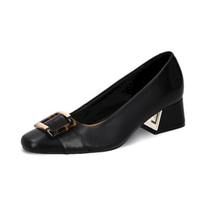 Tacón de vestir cerrado en piel color negro Quirelli estilo 300802