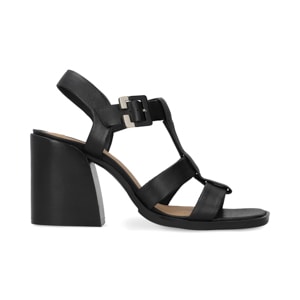 Sandalia de tacón en piel color negro Quirelli estilo 302603