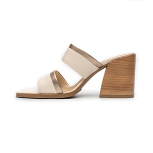 Sandalia Tacón Medio Quirelli para Mujer Estilo 302604 Latte