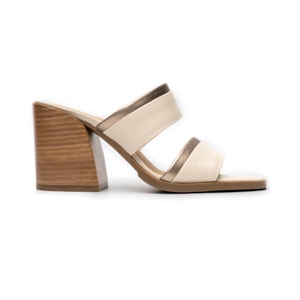Sandalia Tacón Medio Quirelli para Mujer Estilo 302604 Latte