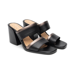 Sandalia Tacón Medio Quirelli para Mujer Estilo 302604 Negro