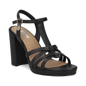 Sandalia de tacón 10 cm en piel color negro Quirelli estilo 302703