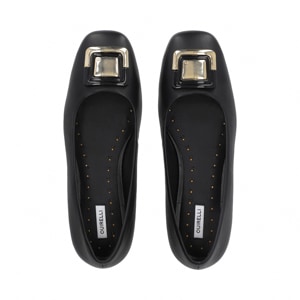Balerina con herraje en piel color negro Quirelli estilo 302902