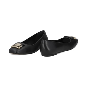 Balerina con herraje en piel color negro Quirelli estilo 302902