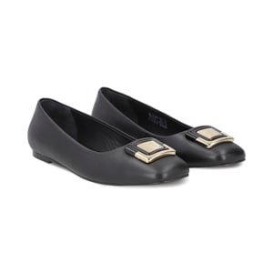 Balerina con herraje en piel color negro Quirelli estilo 302902