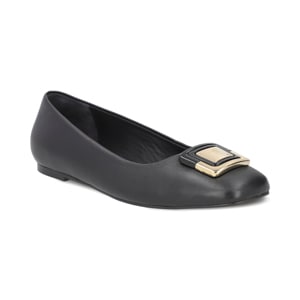 Balerina con herraje en piel color negro Quirelli estilo 302902