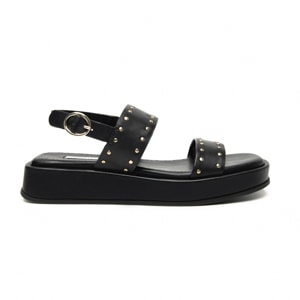 Sandalia flatform con estoperoles en piel color negro Quirelli estilo 303101