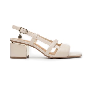 Sandalia Tacón Medio Quirelli para Mujer Estilo 304003 Latte