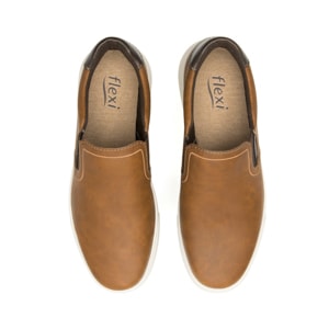 Slip On Casual Flexi para Hombre con Suela Extra Ligera Estilo 415305 Café