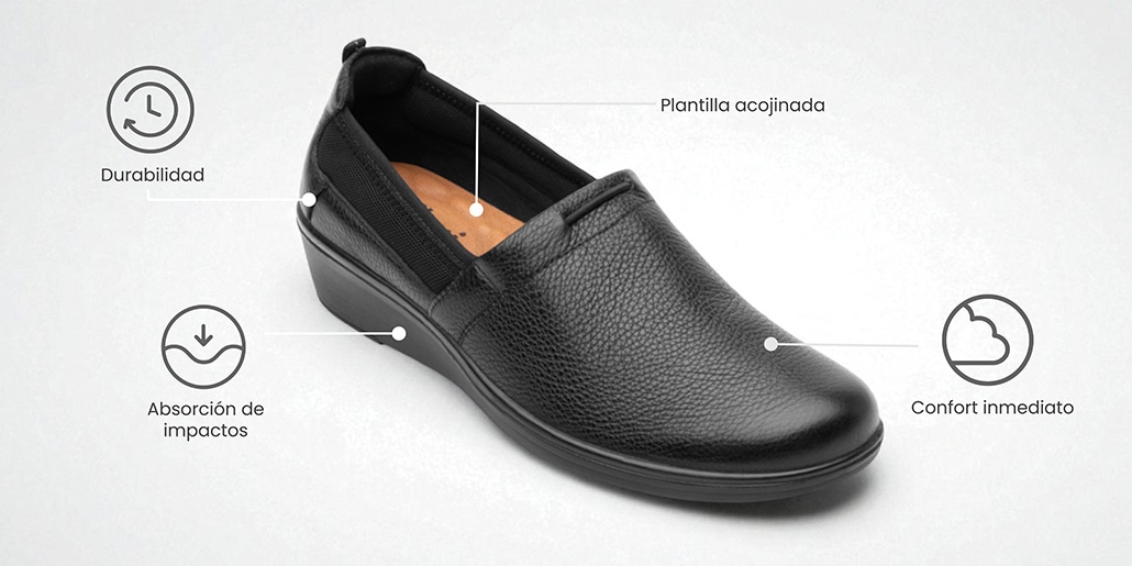 Slip On Con Detalle De Malla Y Elástico Flexi para Mujer con Plantilla Comfort Pad Estilo 45606 Negro