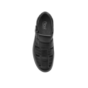 Sandalia Urbana Flexi Con Piel Graneada Para Hombre - Estilo 50807 Negro